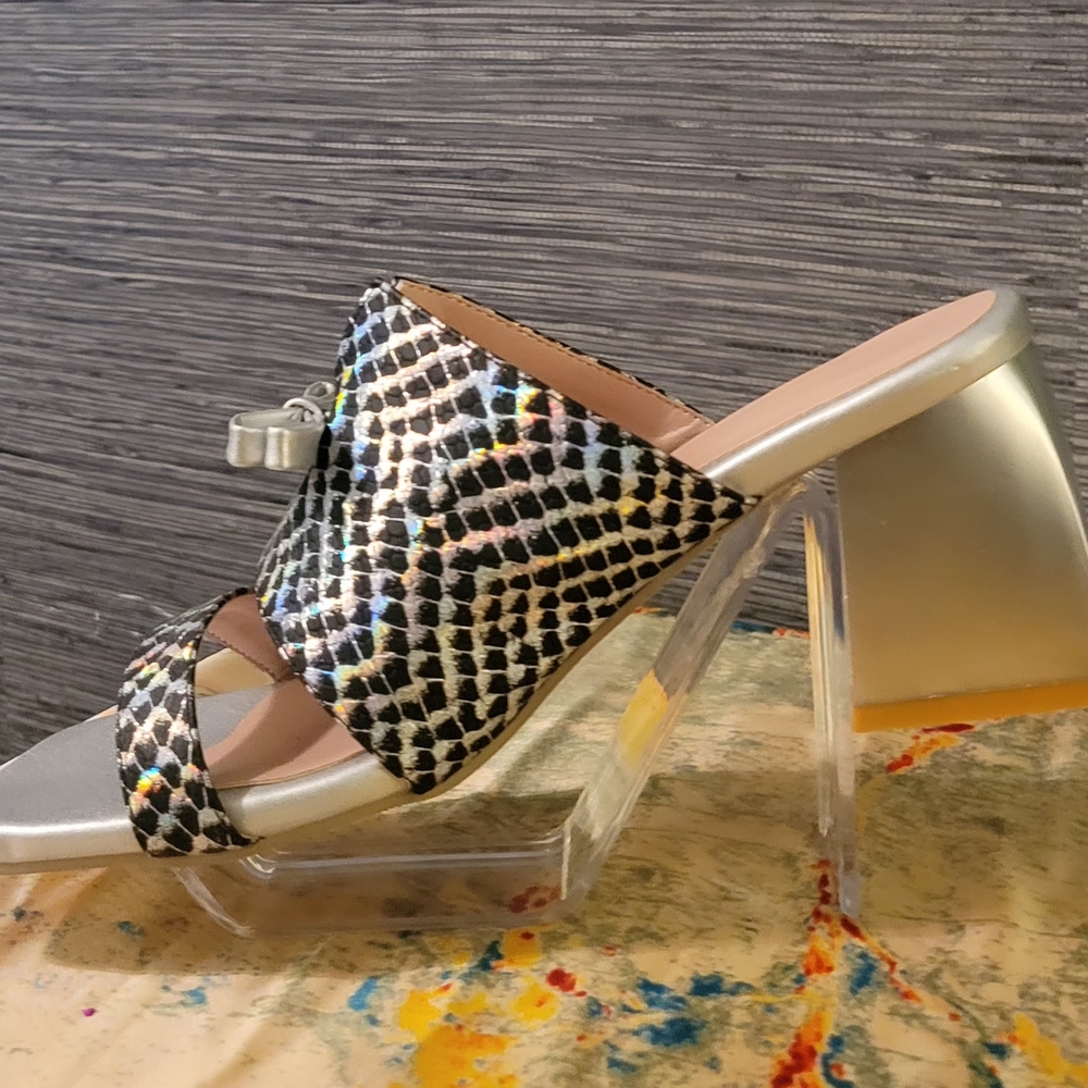 Elegant Silver and Black Women's Heels